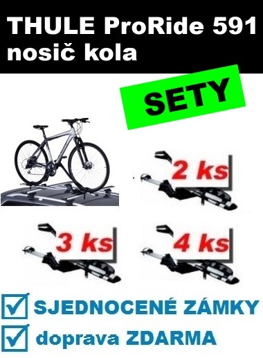 Thule 591 ProRide nosič kola na střechu automobilu - sety 2-3-4 ks s jednotnými zámky